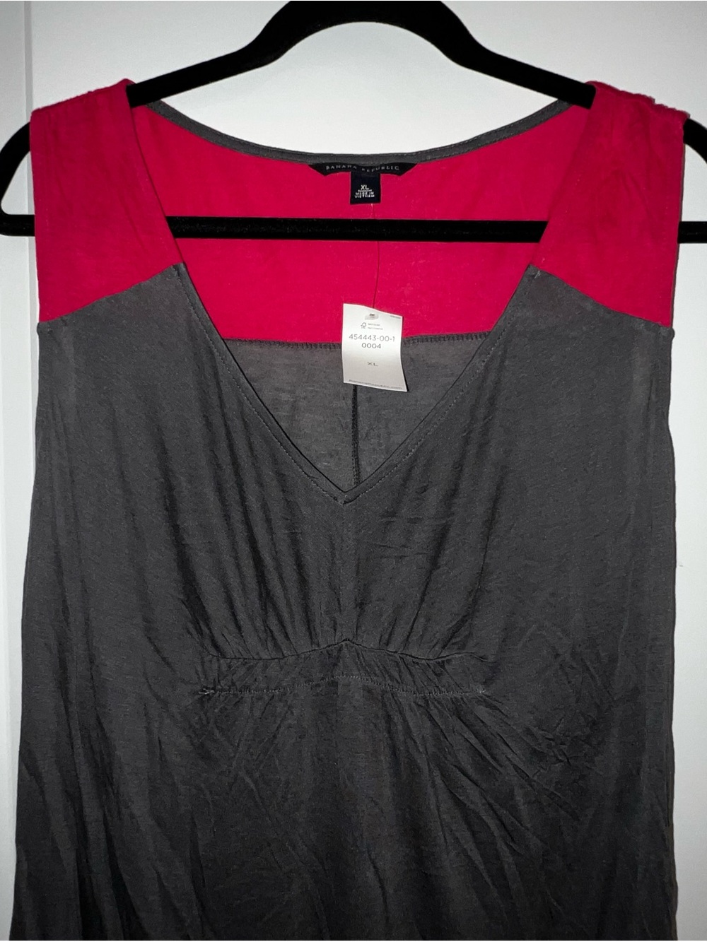 🌺NEW Banana Republic Tunic  XL Hot Pink & Dark Gray Sleeveless Top Women’s NWT